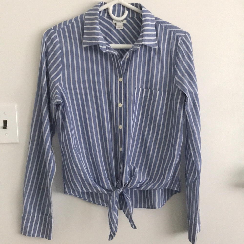 J CREW button down tie-front shirt- 100% COTTON